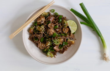vegan teriyaki mushroom noodle recipe
